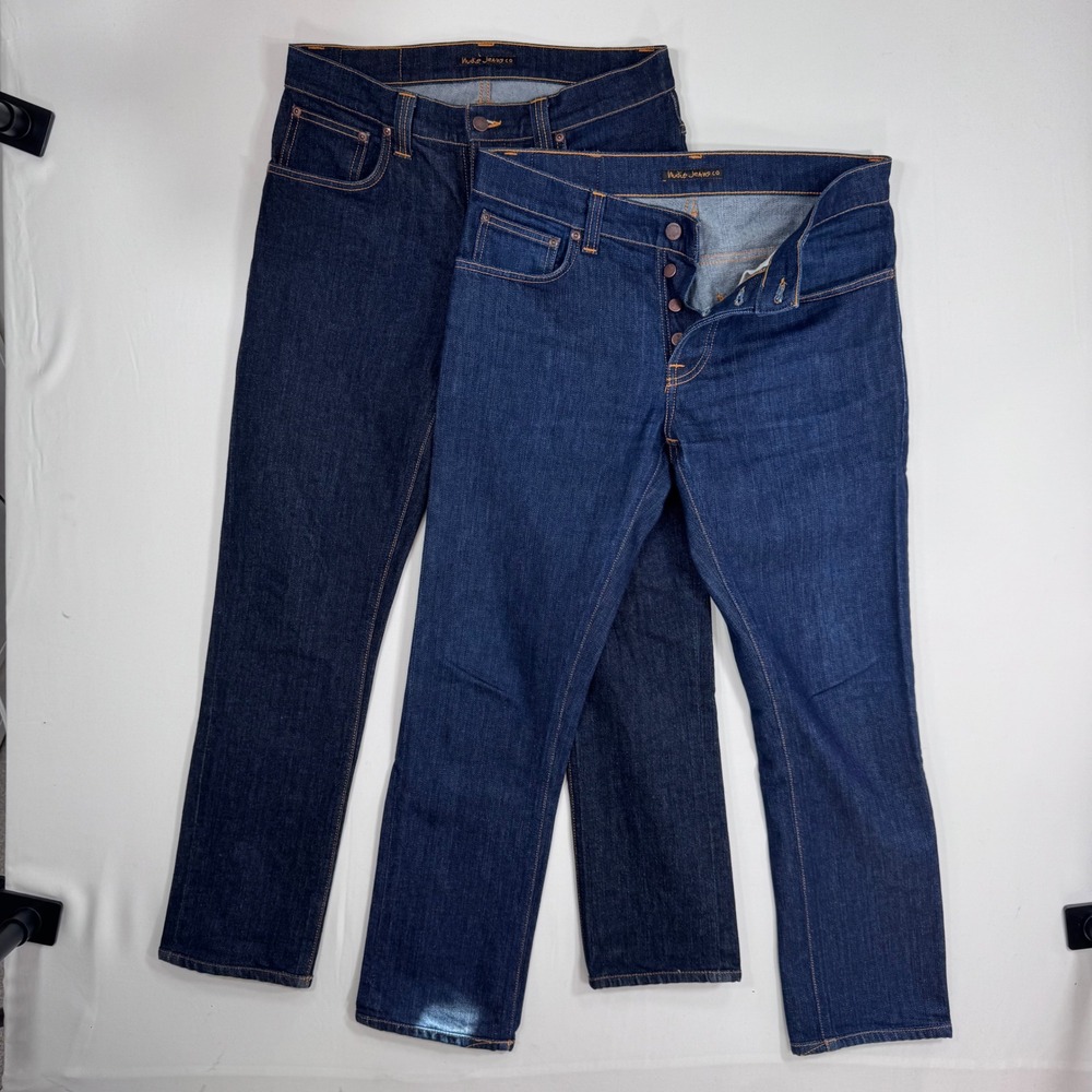 Nudie Jeans Grim Tim Slim Tapered Dark Wash W33 33x29 33x28 Set of 2 Jeans Denim